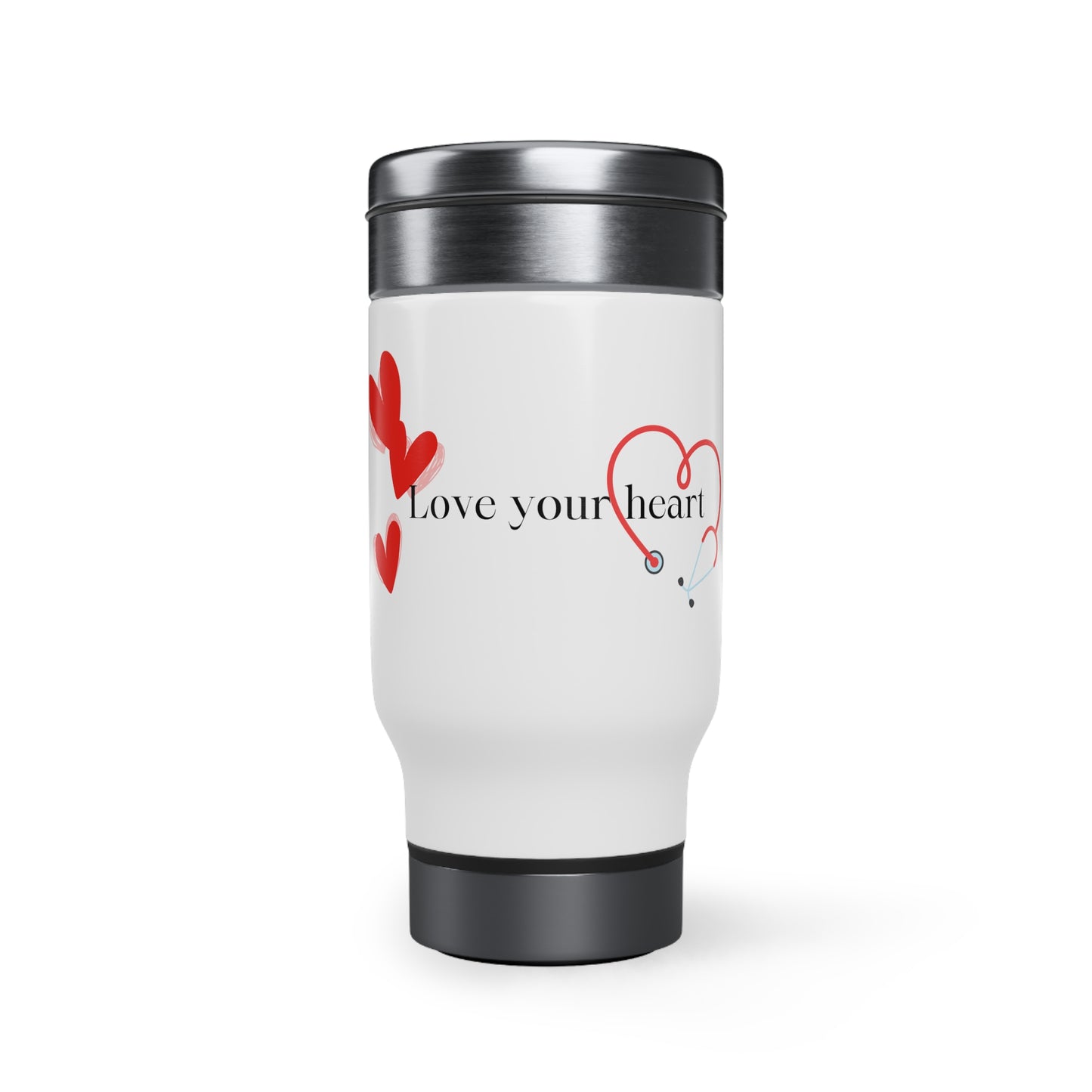 Love your heart Stainless Steel Travel Mug with Handle, 14oz