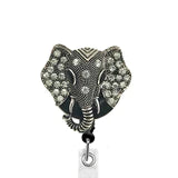 Sassy Badge- Silver Elephant Head ID Badge Reel