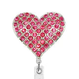 Sassy Badge- Pink Rhinestone Heart ID Badge Reel – Noble Medical Apparel