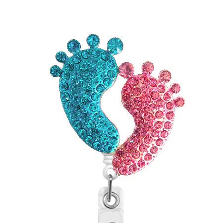 Sparkle Baby Feet ID Badge Reel