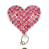 Sassy Badge- Pink Rhinestone Heart ID Badge Reel